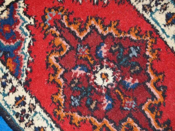 Vintage persian carpet hamadan handmade 1.3' x 1.9' (40cm x 60cm) 1970s, 1c761