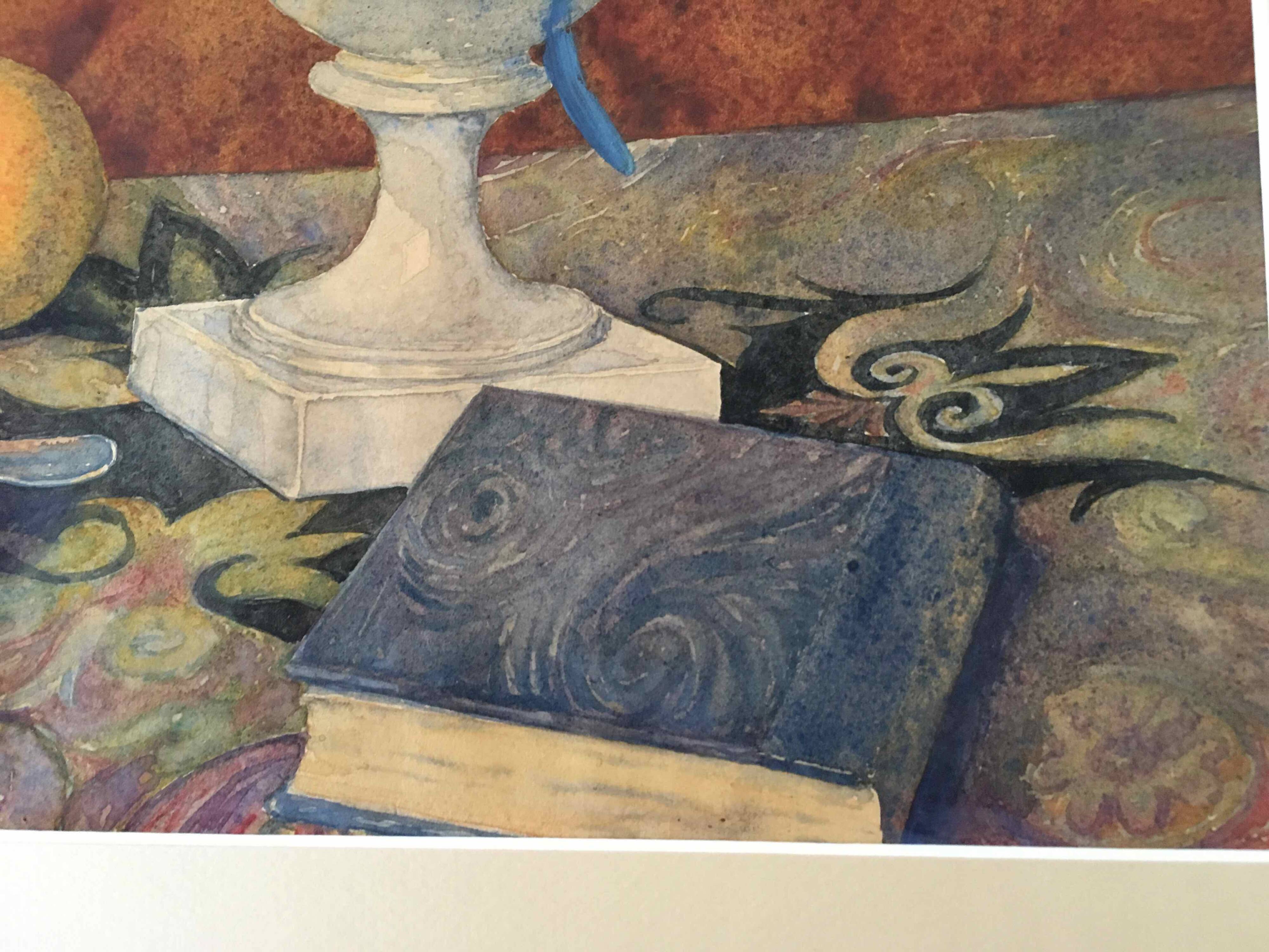 Old watercolor painting with oranges