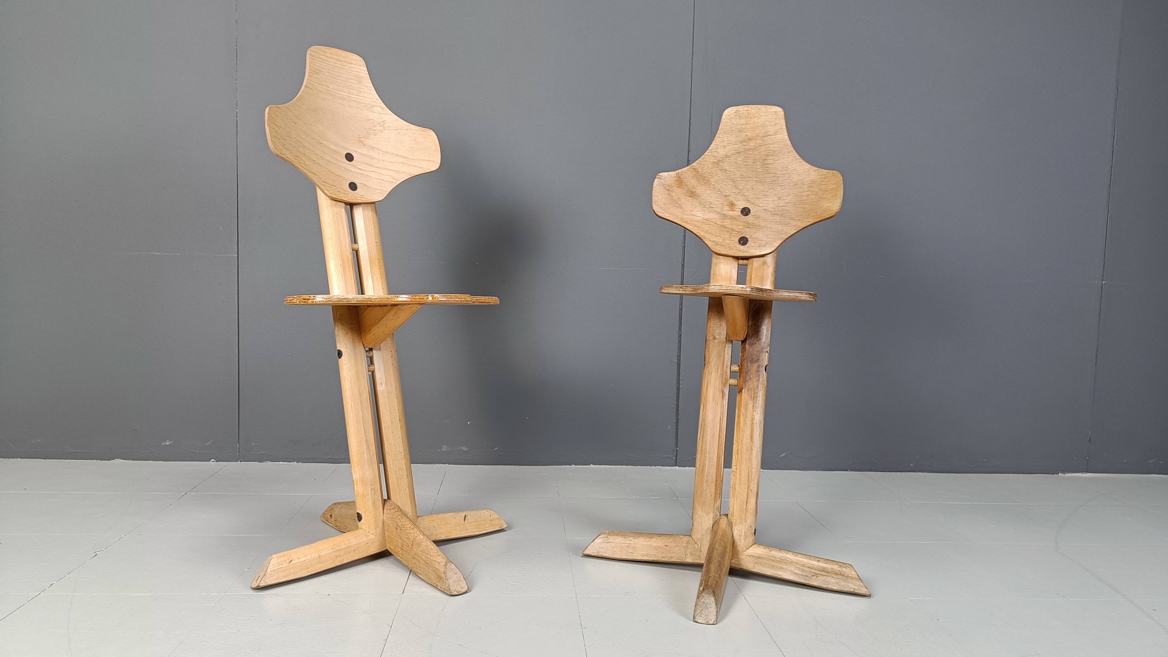 Pair of plywood ergonomical chairs by Rybo, 1970s