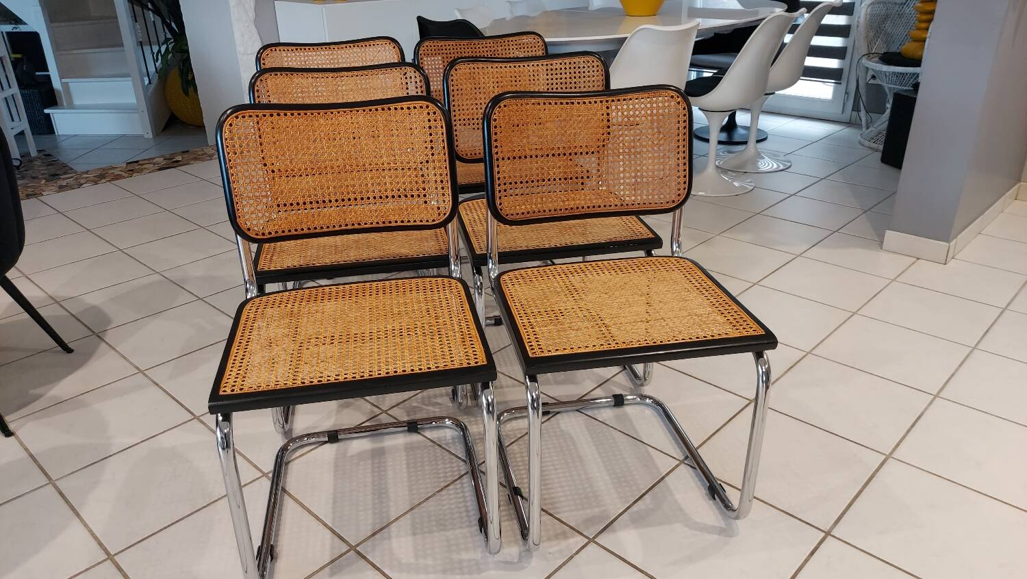 Suite de 6 chaises modèle Cesca B32 par Marcel Breuer vintage 1993