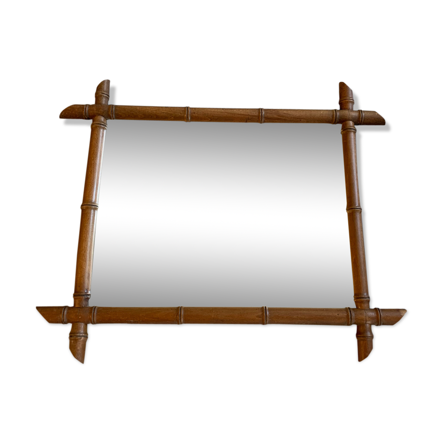 Old wood mirror turned bamboo style