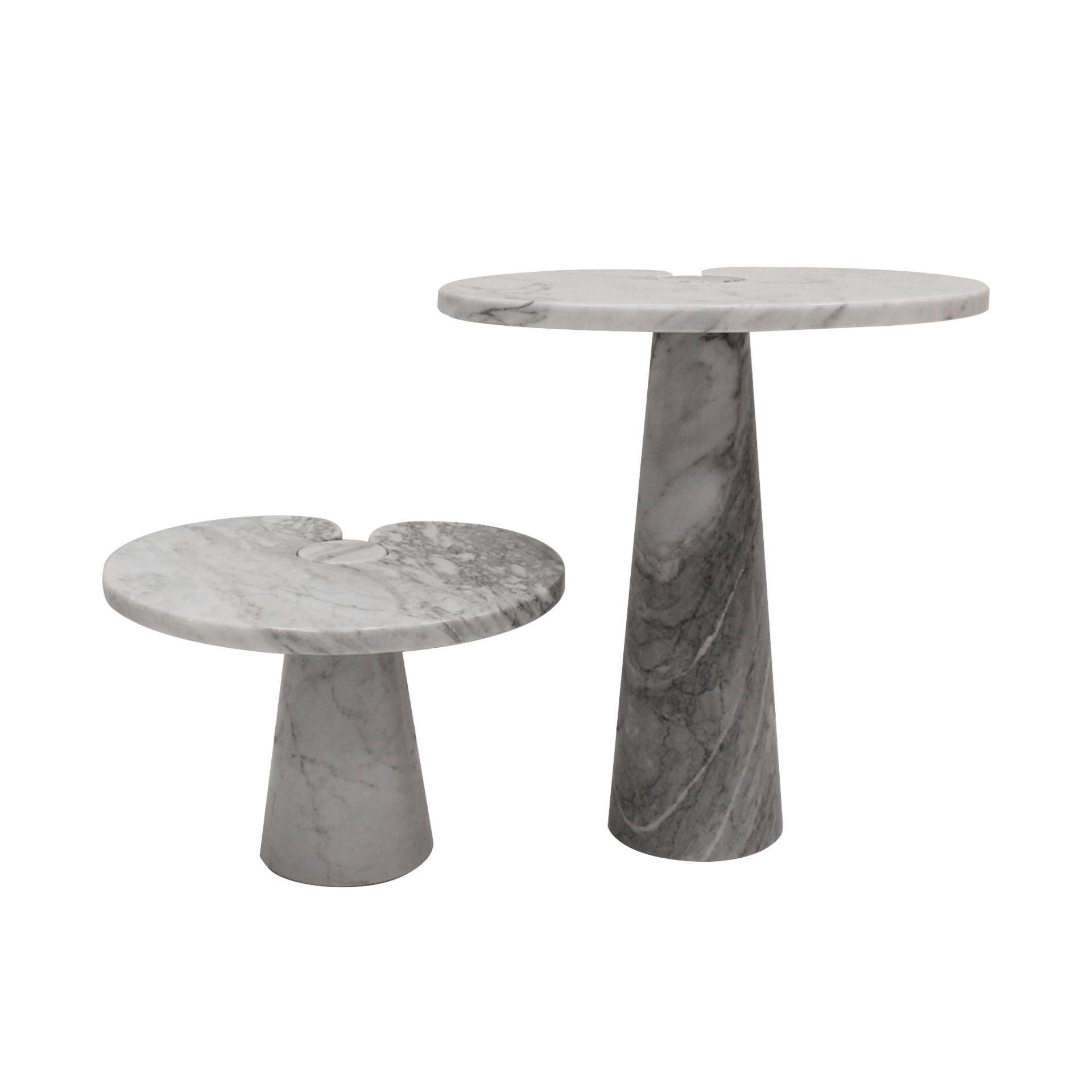 Original Angelo Mangiarotti Italian "Eros" Carrara Marble Side Tables