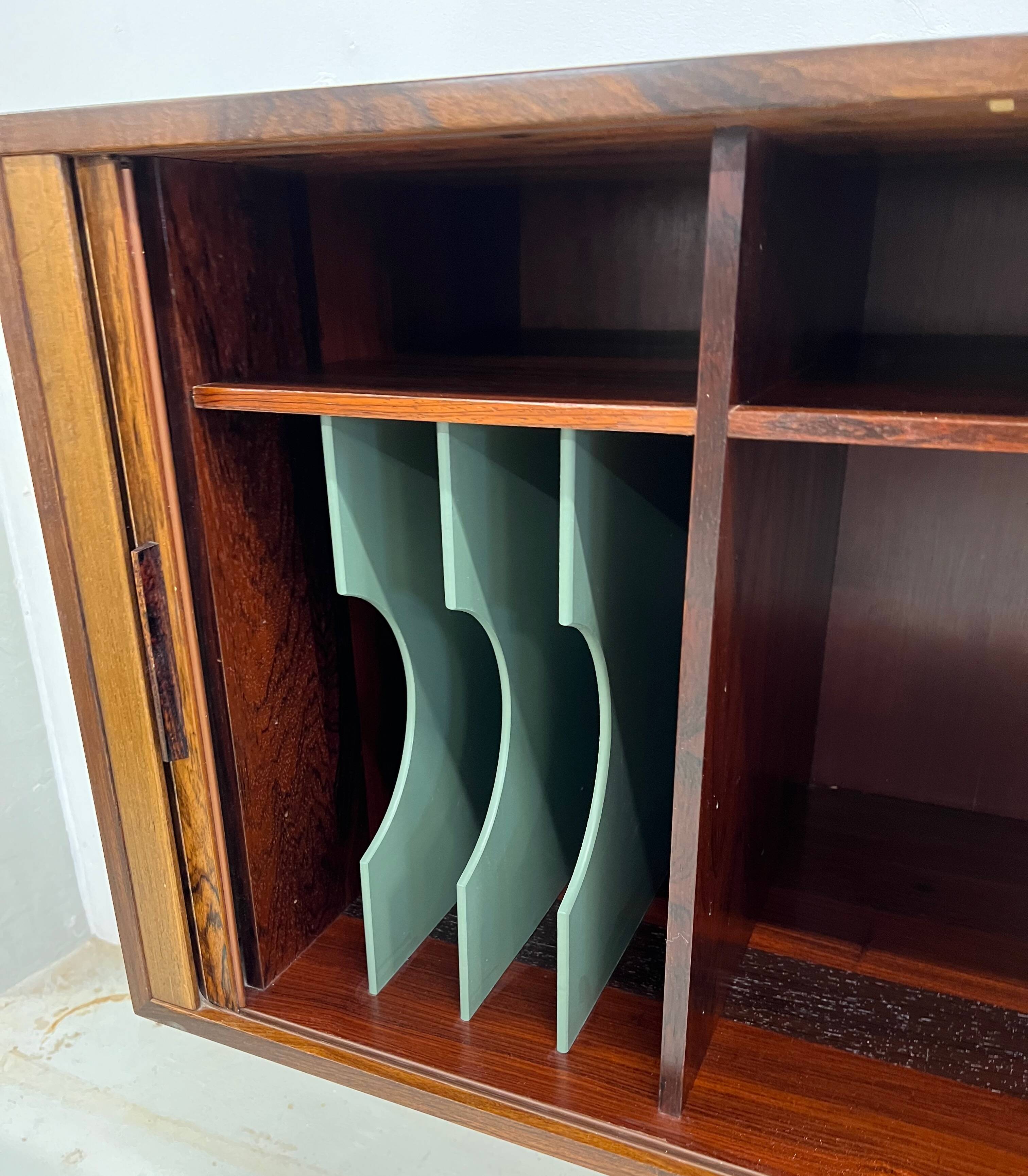 Rosewood Tambour Door Cabinet By Kai Kristiansen For Feldballes