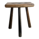 Antique tripod stool in patinated solid wood