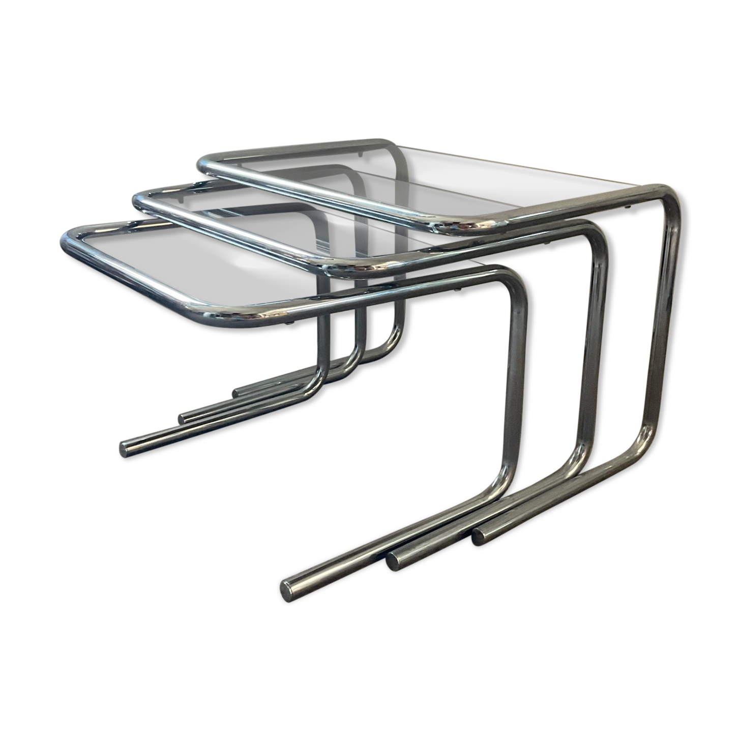 Série de 3 tables gigognes vintage des années 60-70