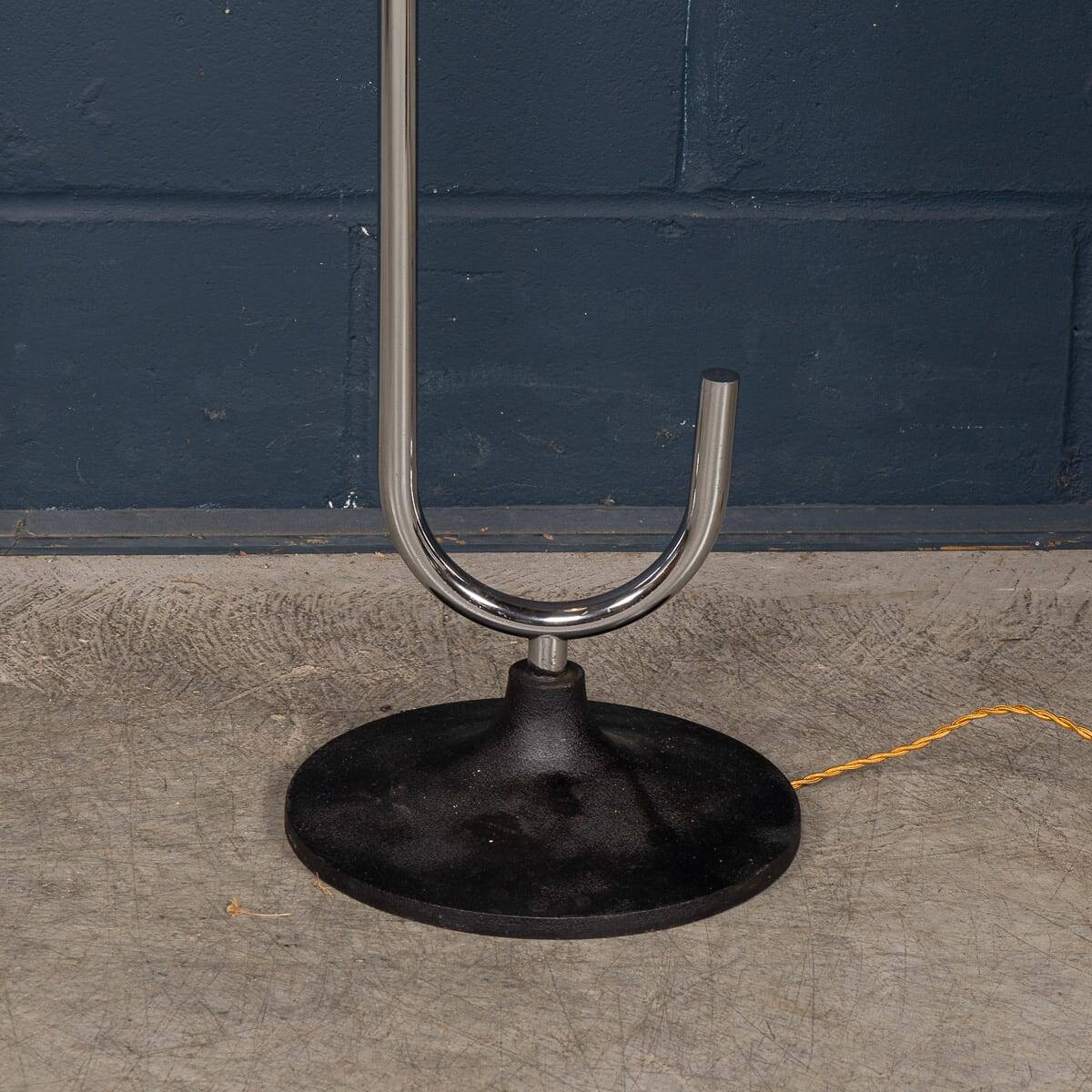 Vintage 20thc italian chrome floor lamp with opaline shade c.1970