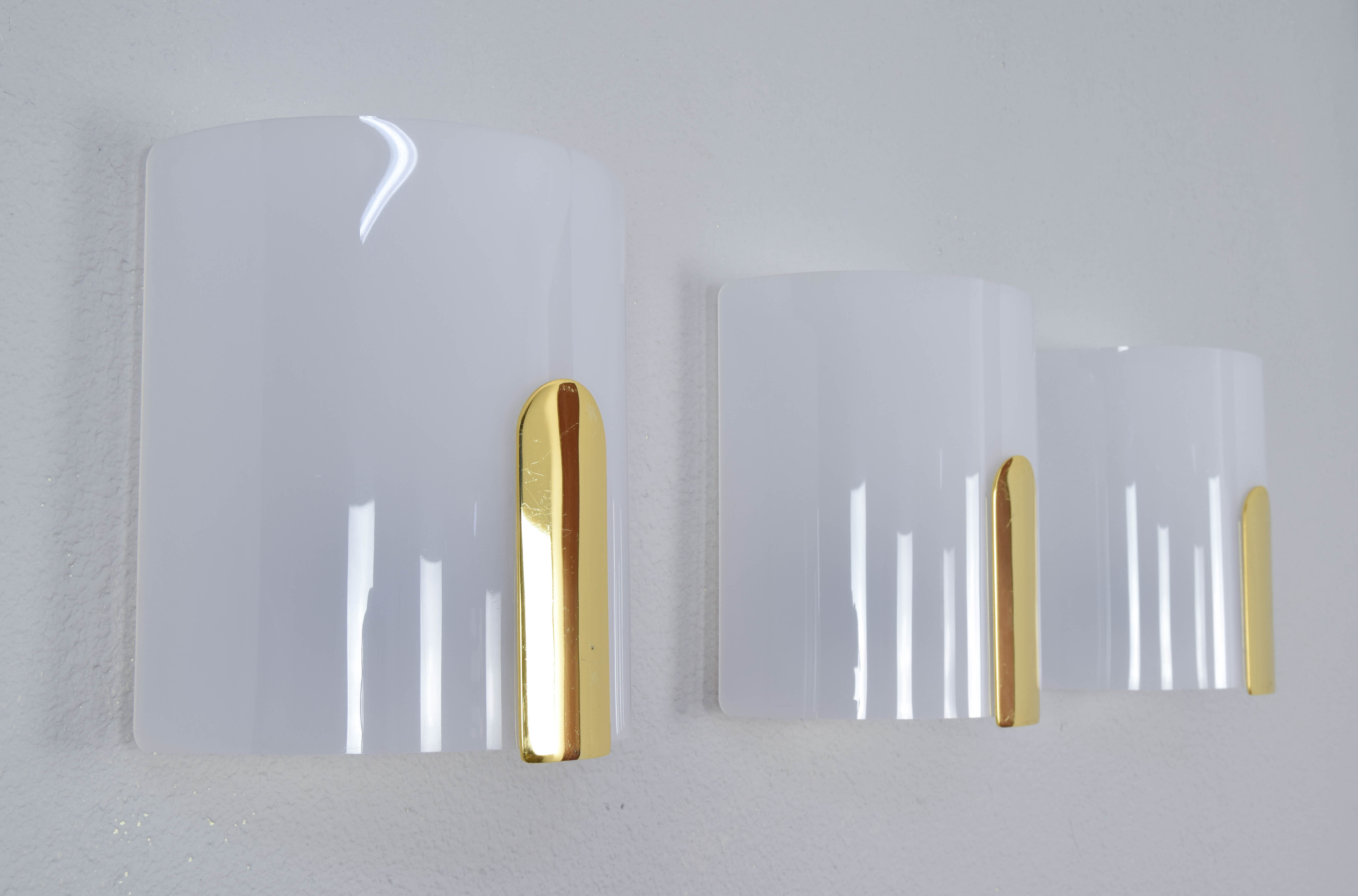 Mid-Century Modern Lucite and Brass Sconces by Metalarte, Spain, 1980