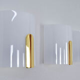 Mid-Century Modern Lucite and Brass Sconces by Metalarte, Spain, 1980