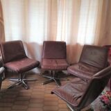 Set of four leather chairs Wilkhahn Germany design 1981