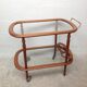 Scandinavian rolling service wood glass and brass