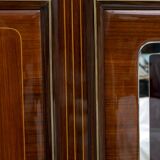 Attributed Gio Ponti Mid-Century Italian Mahogany and Brass Bar Cabinet, 50