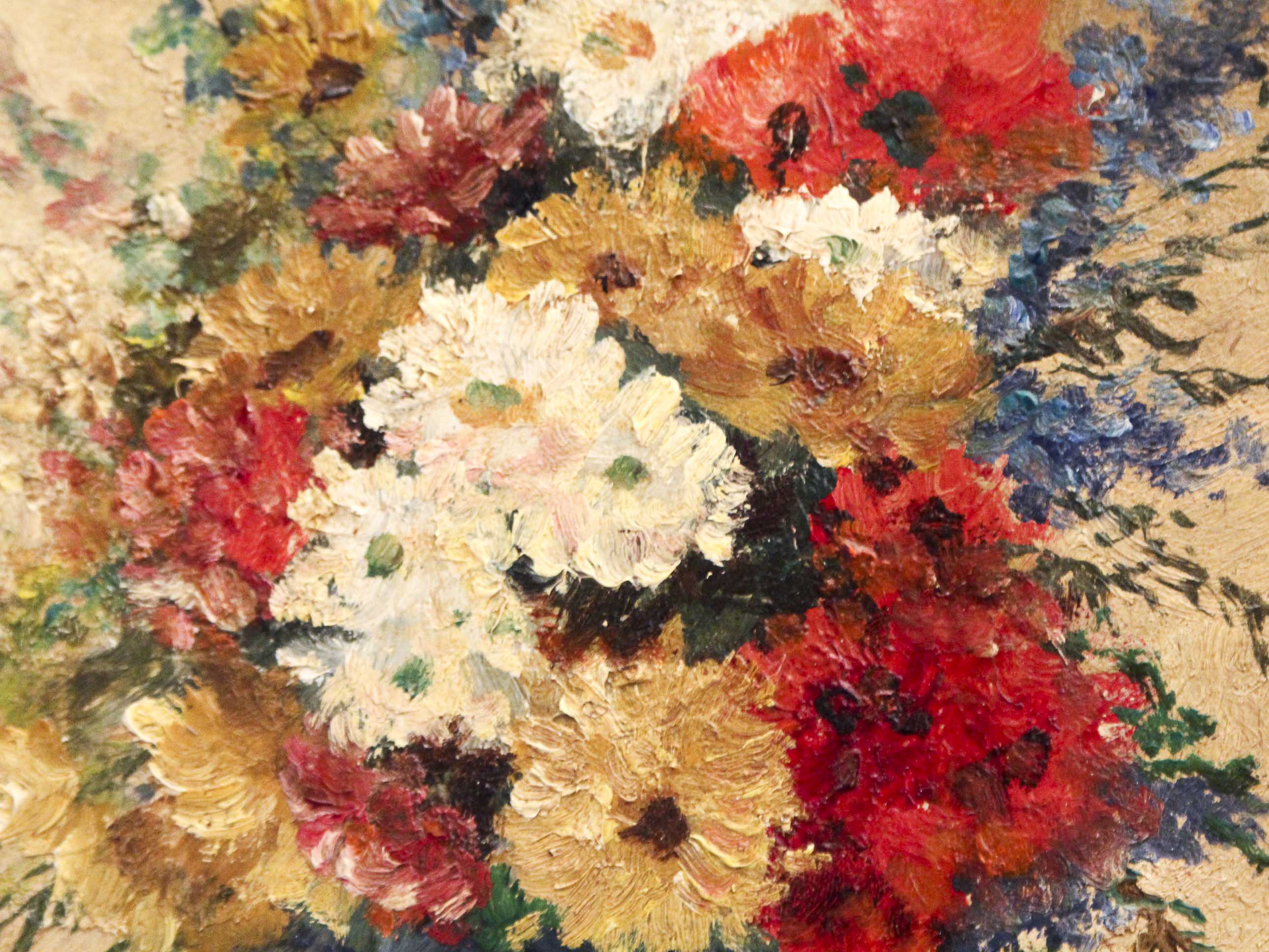 Pair of oils on panel Bouquets of flowers P. Lamy