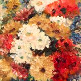Paire d'huiles sur panneau Bouquets de fleurs P. Lamy
