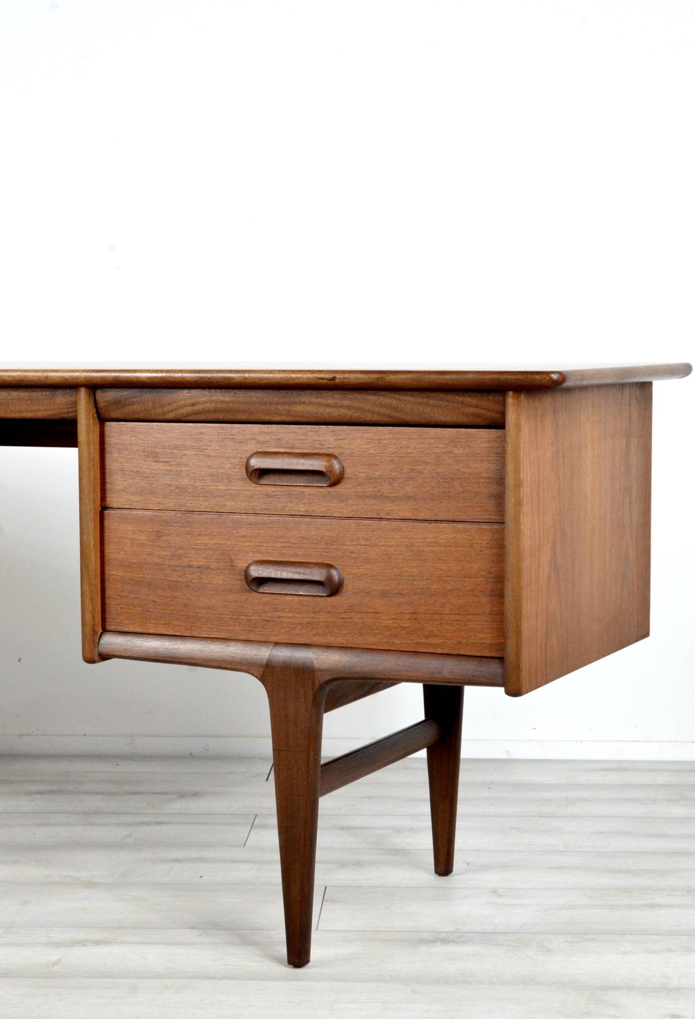 Midcentury Afromosia Desk From A. Younger Designed By John Herbert. Vintage