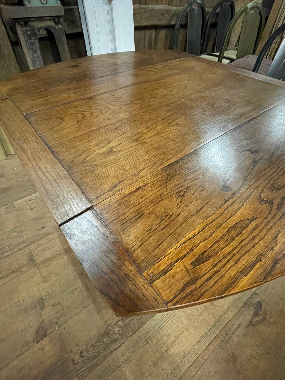 Solid wood farmhouse table with drop leaves