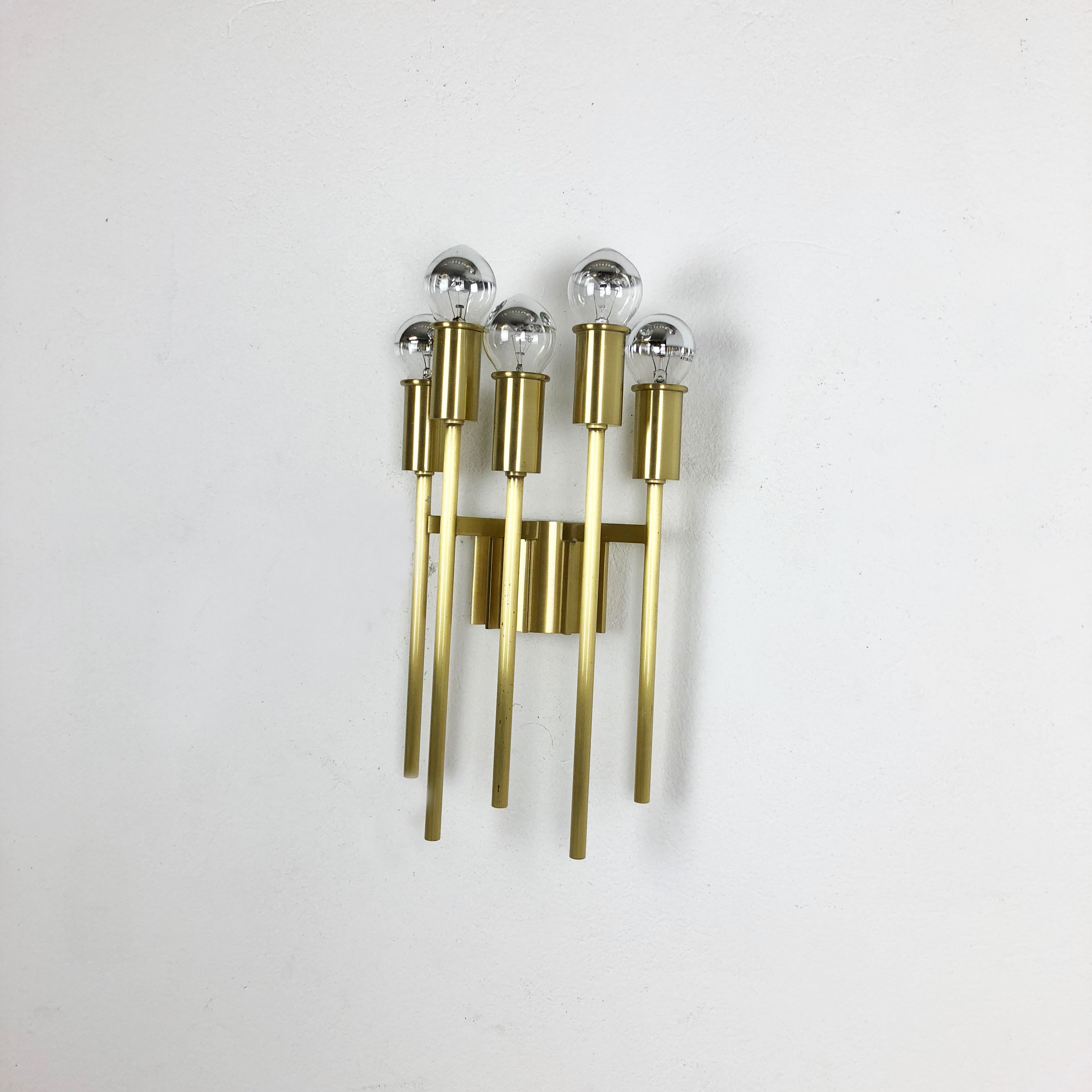 Brass Italian Stillovo Style Theatre Wall Ceiling Light Sconces, Italy, 1970s