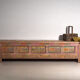 Antique carved low cabinet with drawers in pine – Xinjiang, circa 1900