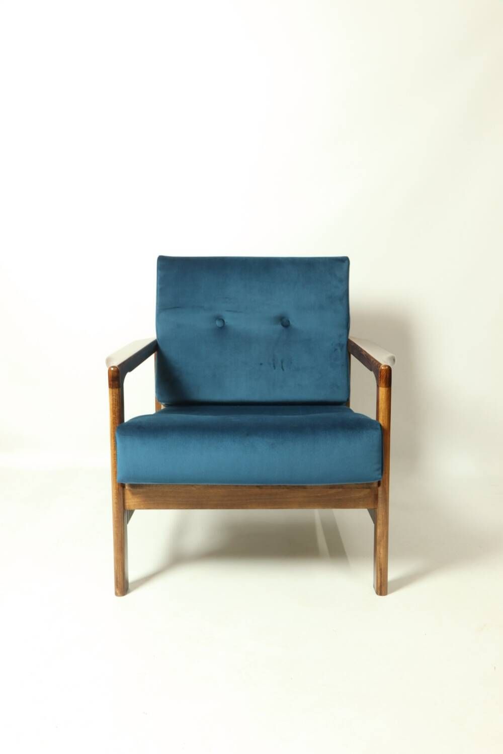 Fauteuil scandinave bleu marine velvet 1965  Z. Baczyk design chaise de salon