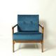 Fauteuil scandinave bleu marine velvet 1965  Z. Baczyk design chaise de salon