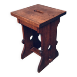 Amsterdam School Design Oak Handle Stool, Netherlands, 1920s