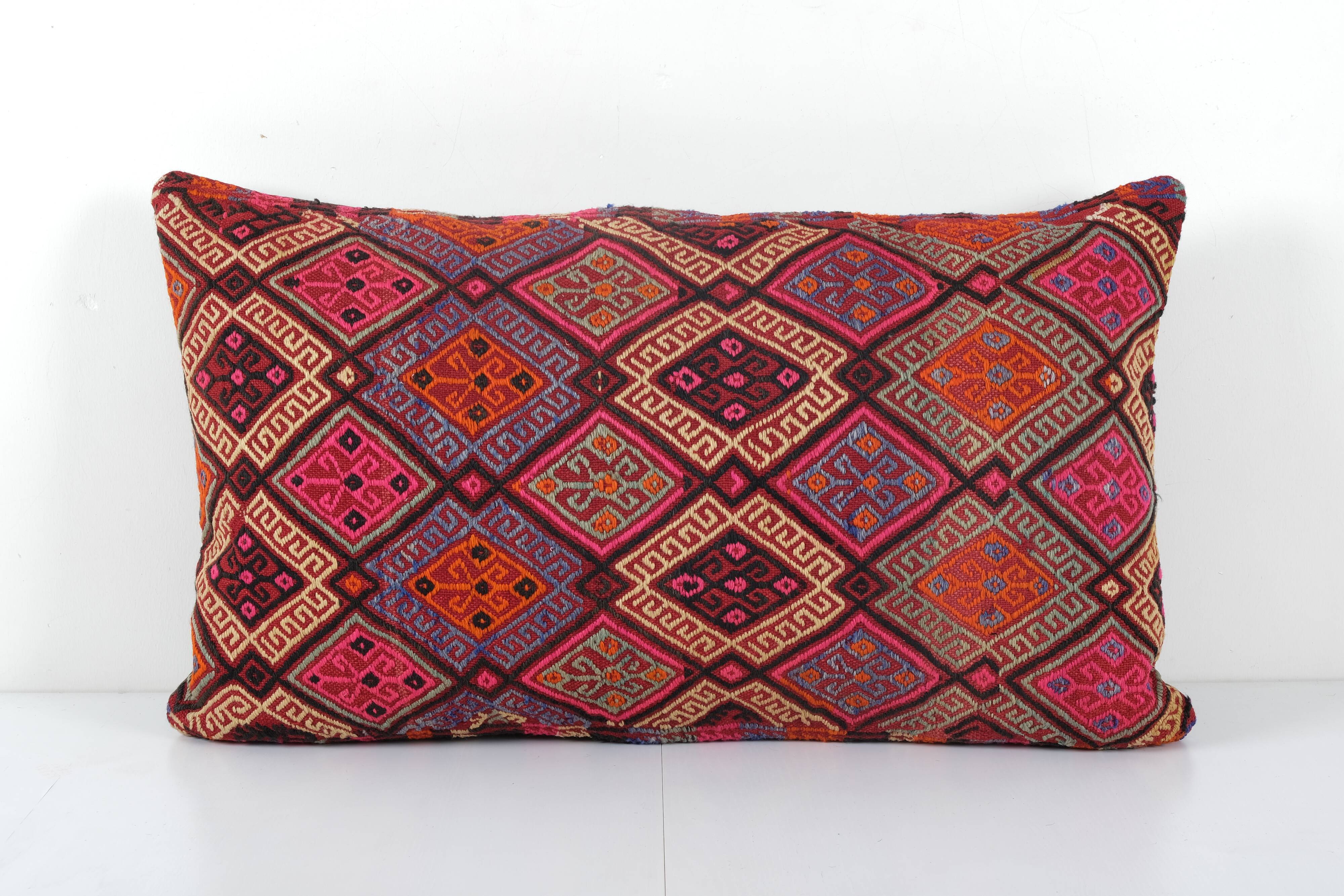 Kilim bedding pillow cases made from a anatolian handwoven textile turkish organic colorful wool pil