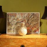 20th Century French Black Enamel Tole and Gilt Bronze Table Lamps with Silk Shade, Set of 2