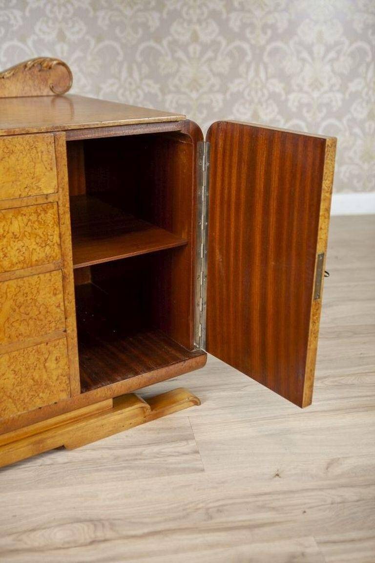 Early 20th Century Vanity Veneered with Karelian Birch with Oval Mirror, 1950s