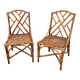 pair of garden chairs in bamboo and woven rattan 1950