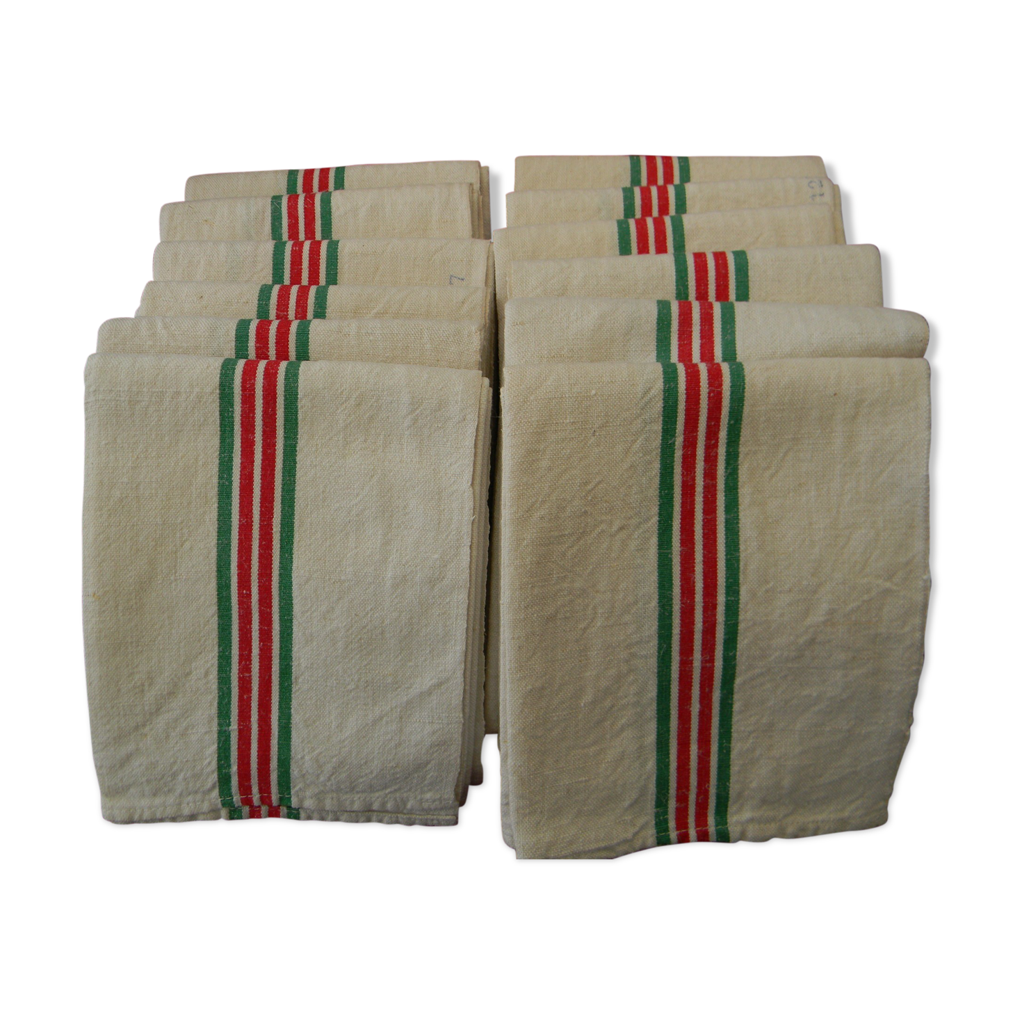 Lot of 12 rags in Métis "Blue Flower"