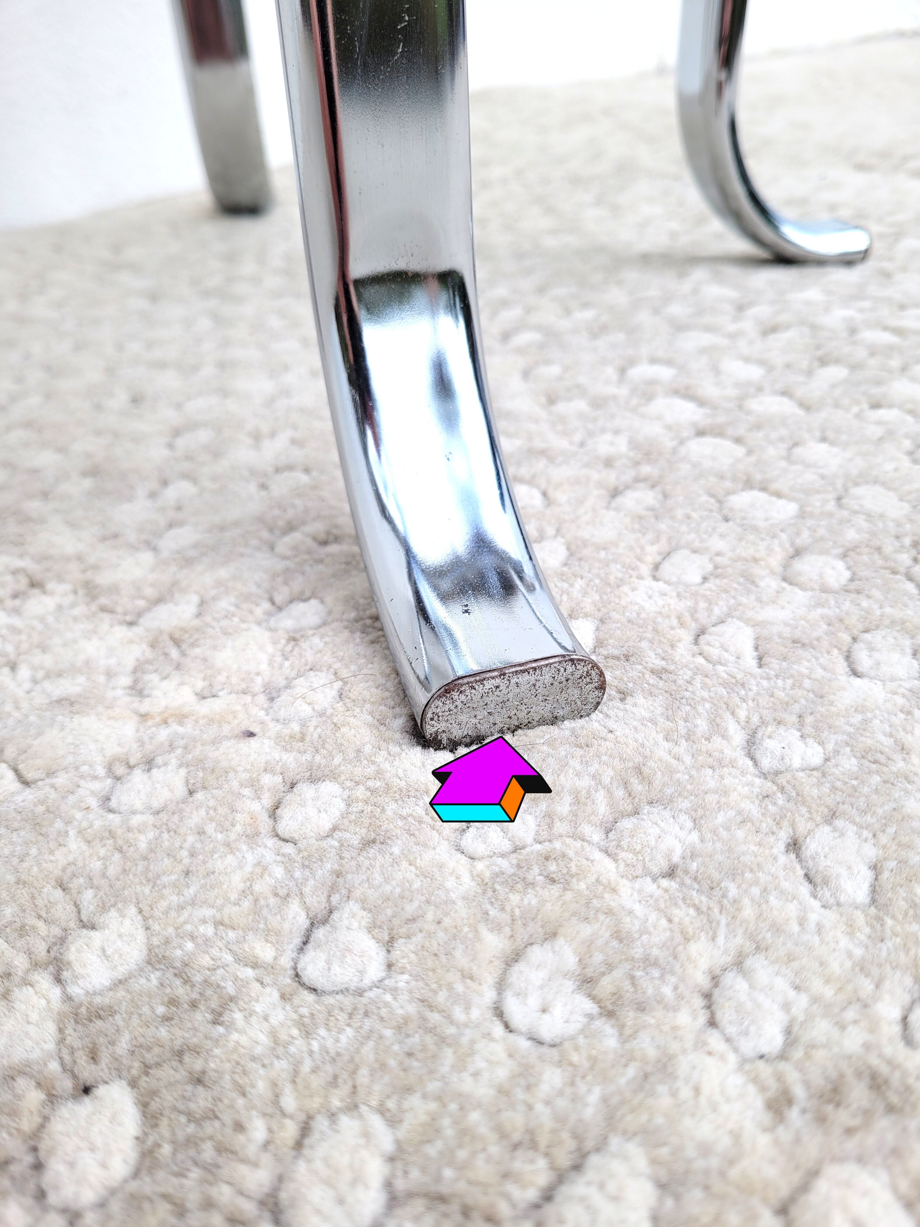 Table harness pedestal table chrome marble 1970