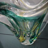 Vase vintage en verre de Murano soufflé dans la masse années 70