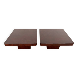 Pair of Italian designer side tables in glazed parchment, 1970s