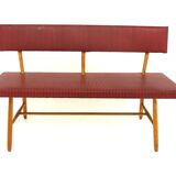 Scandinavian bench in imitation leather, Sweden, 1950