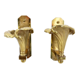 Pair of Bronze flower wall lamps, 1970s