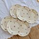 6 vintage ivory earthenware dessert plates – Small flower decoration