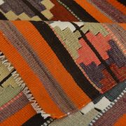 Pink & Brown Turkish Vintage Kilim Runner Rug, 77x387Cm