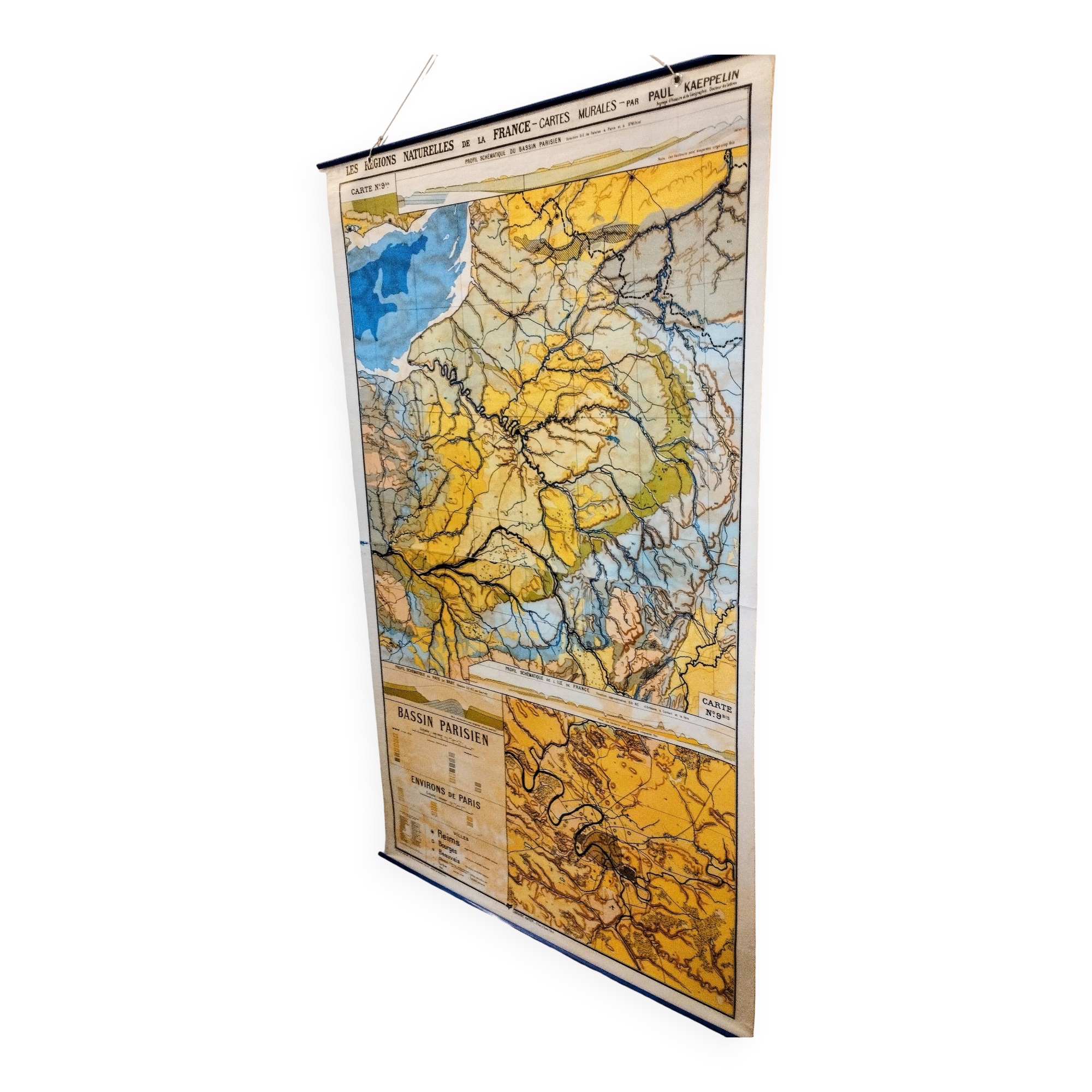 Carte scolaire 1940 "bassin parisien" 120x200 cm