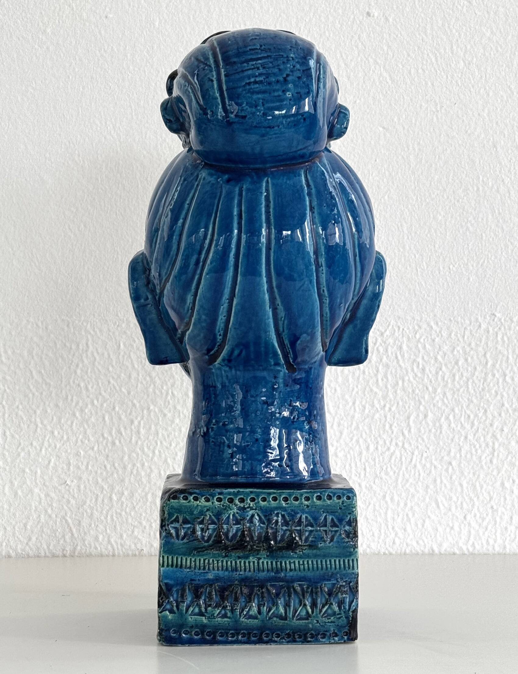 Aldo Londi for Bitossi Kwan Yin Buddha Rimini Blu, Italy, 1970s