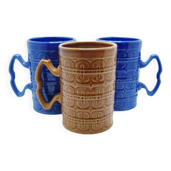 3 mugs à bière en céramique (Angleterre)