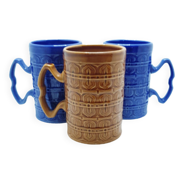 3 mugs à bière en céramique (Angleterre)