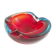Red and blue ashtray by Flavio Poli for Seguso, in Murano glass 1960