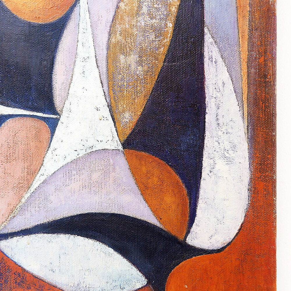Abstract oil painting on canvas by gelper mon (belgium 1930)