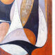 Abstract oil painting on canvas by gelper mon (belgium 1930)