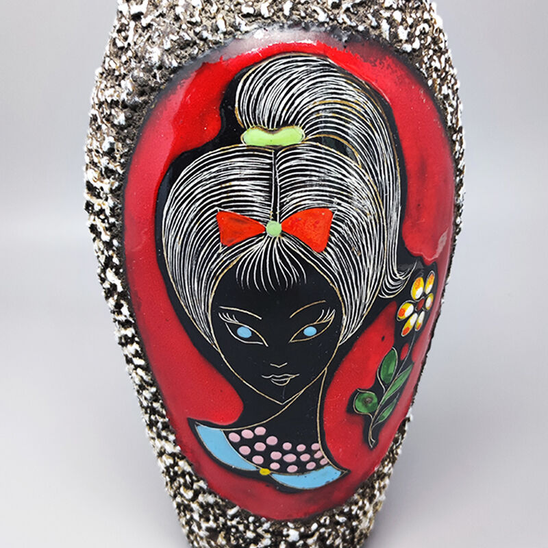 1960s Stunning Lava Vase by Melior, Made in Italy