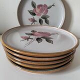 6 vintage stoneware dinner plates – Rosita model by MBFA Pornic