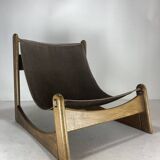 Brutalist lounge low relax chair in bouclé by Carl Straub, 1970s