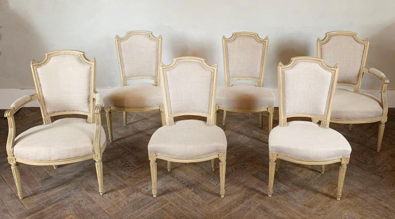 Set of 4 chairs and 2 armchairs 1860
