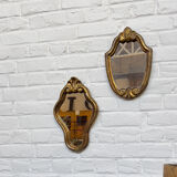Paire de miroirs en bois doré 1950