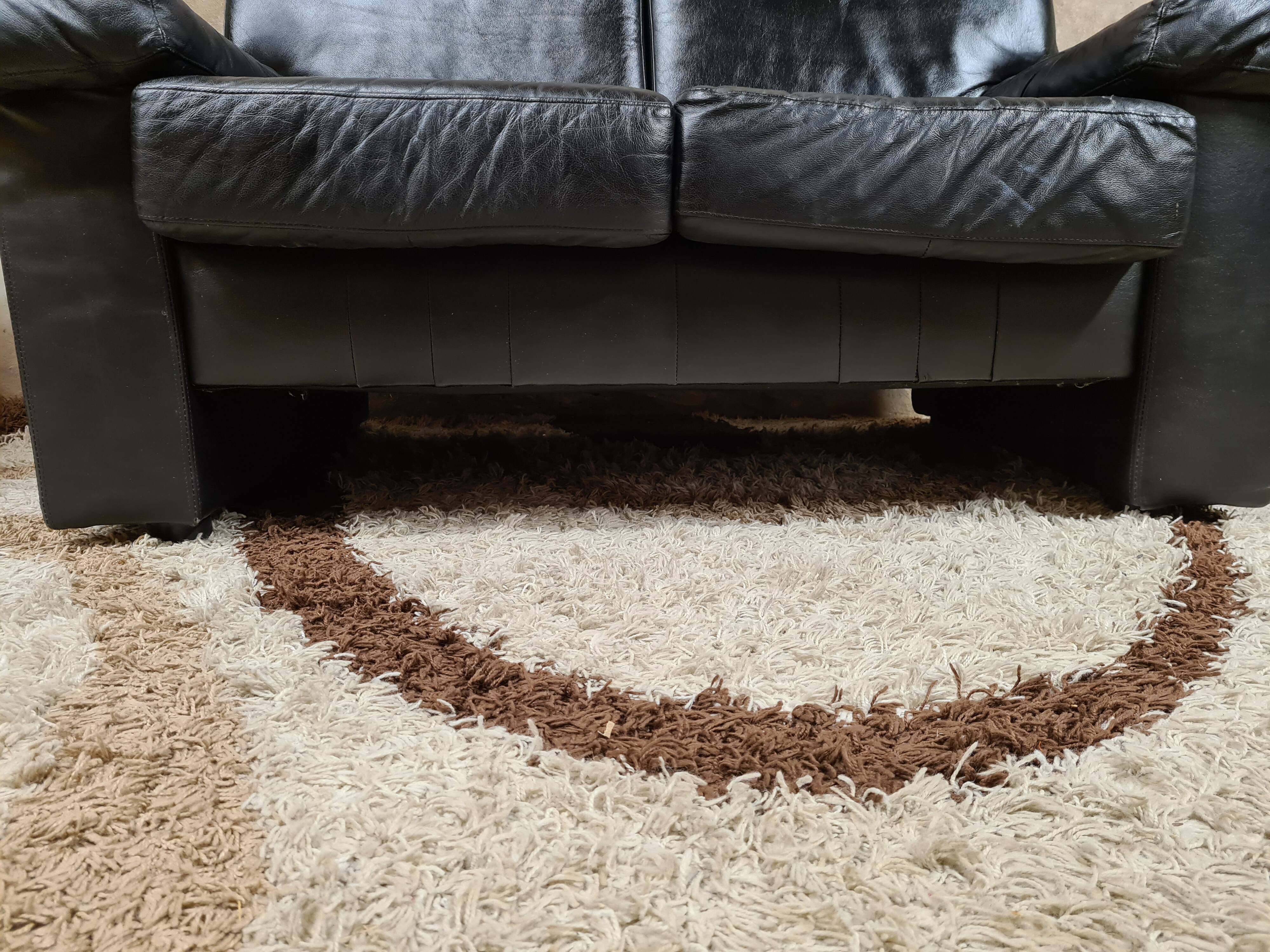 Sofa 2 places black leather year 70'-80' vintage