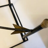 Art Deco wrought iron side table with brass arrow decor, from the 1940s